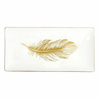 Tranquil Gold Feather Small Platter