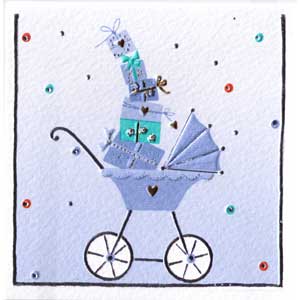 Italian Mini Gift Card - Blue Pram