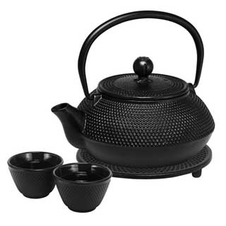 Avanti Hobnail Cast Iron Teapot Set - Black