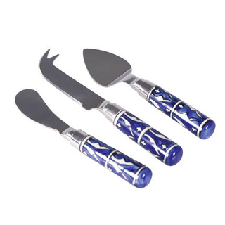 Wilkie Brothers 3 Piece Cheese Knife Set with Mosaic Design