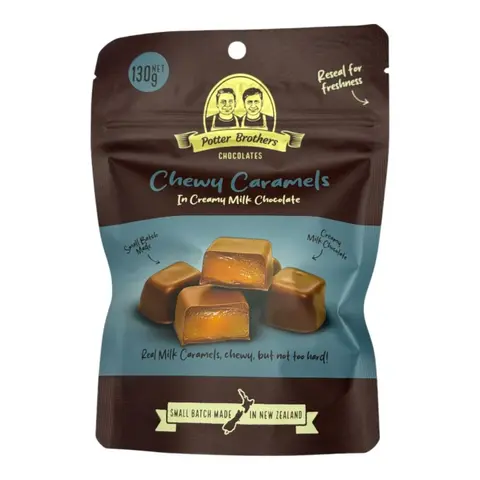 Potter Brothers Chocolates: Chewy Caramels in Milk Chocolate 130g
