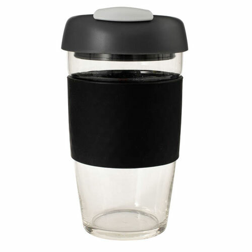 Avanti Glass Gocup 473 ml Reusable Coffee Cup - Black/Charcoal/Grey