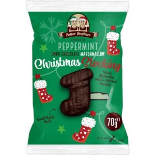 Potter Brothers Christmas Peppermint Marshmallow Stocking in Dark Chocolate 70g
