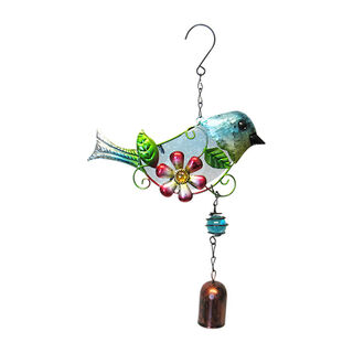 Garden Glass Bird Bell Blue